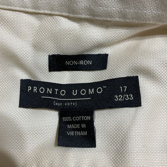 Pronto Uomo Non-Iron Cotton Dress Shirt Men’s Yellow Long Sleeve - Picture 5 of 7
